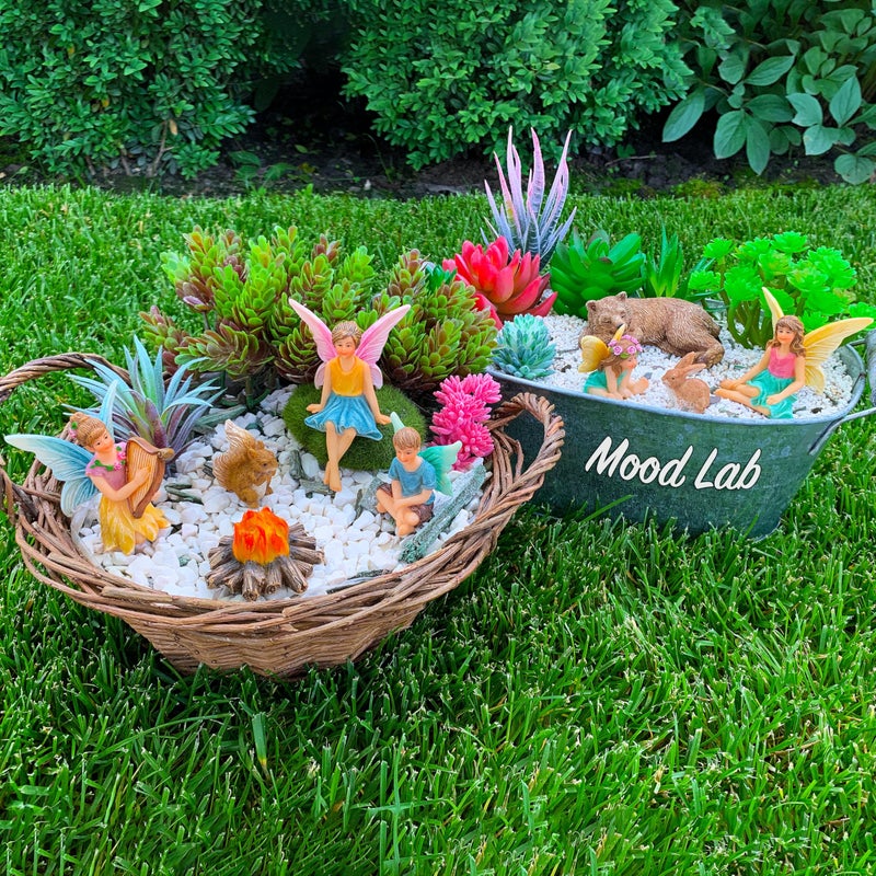 Mood Lab Fairy Garden - Miniature Fairies Figurines Accessories - Camping Kit of 9 pcs - Set for Outdoor or House Decor - Image 5
